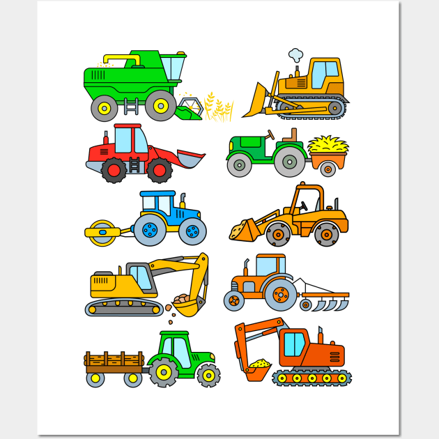 Tractors and Excavators Wall Art by samshirts